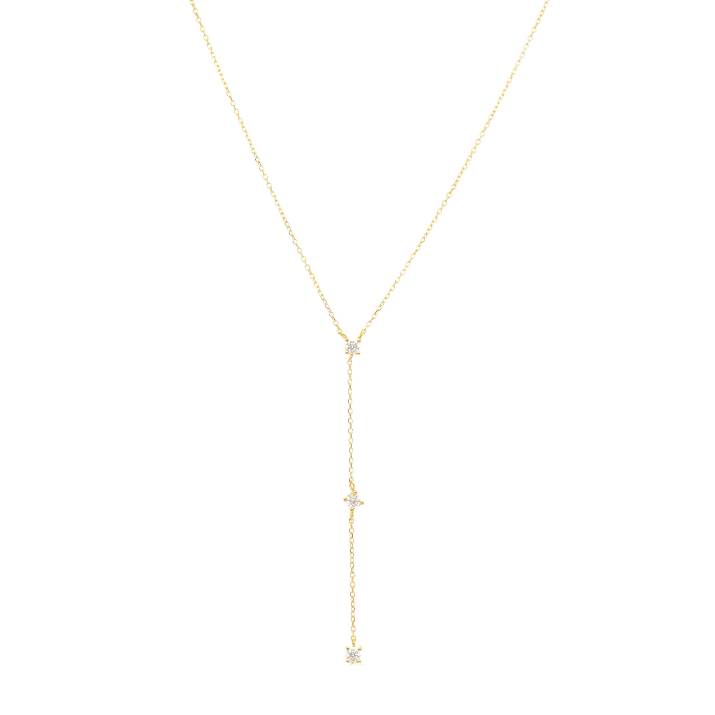 Yellow gold 3 stone necklace k9  (code S274937)