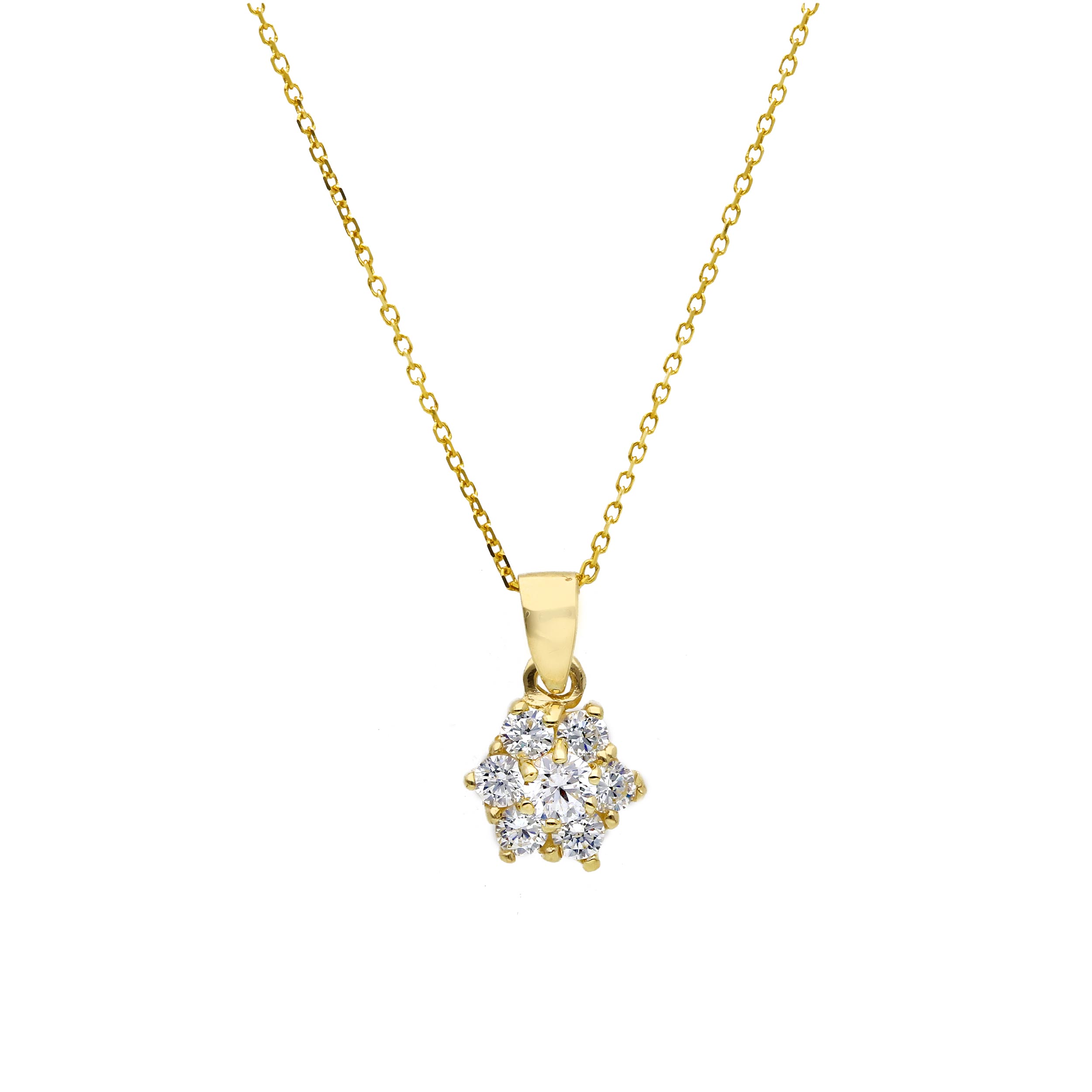 Yellow gold necklace k14 with zircon (code S281105)