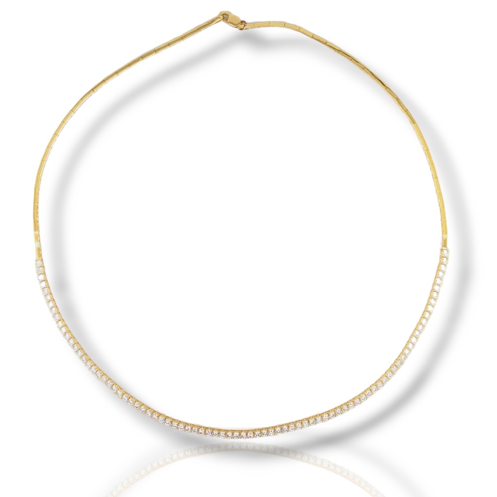Gold necklace k14 with white zircon (code M2834)