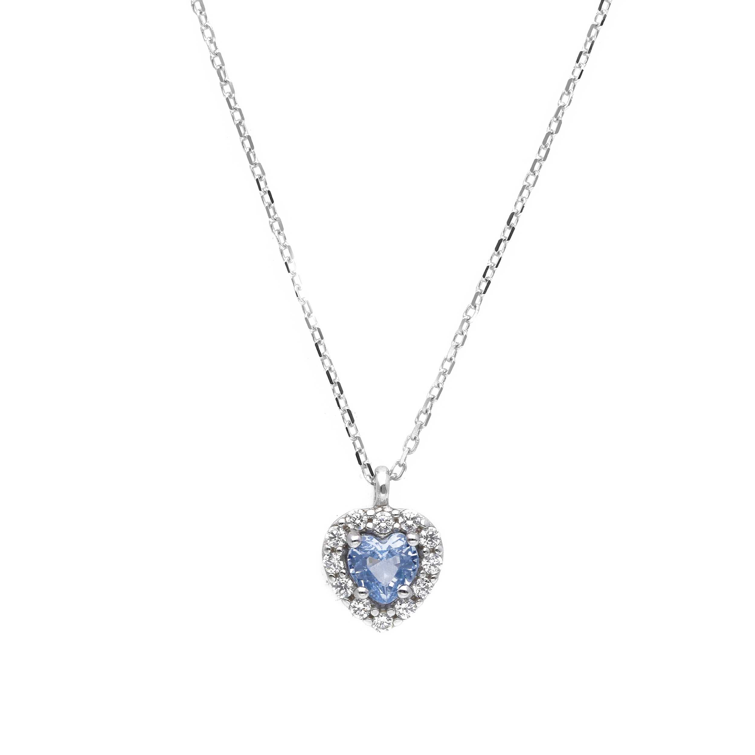 Λευκόχρυσο κολιέ Ροζέτα με Συνθετικό Blue Topaz 9Κ (code S286813)