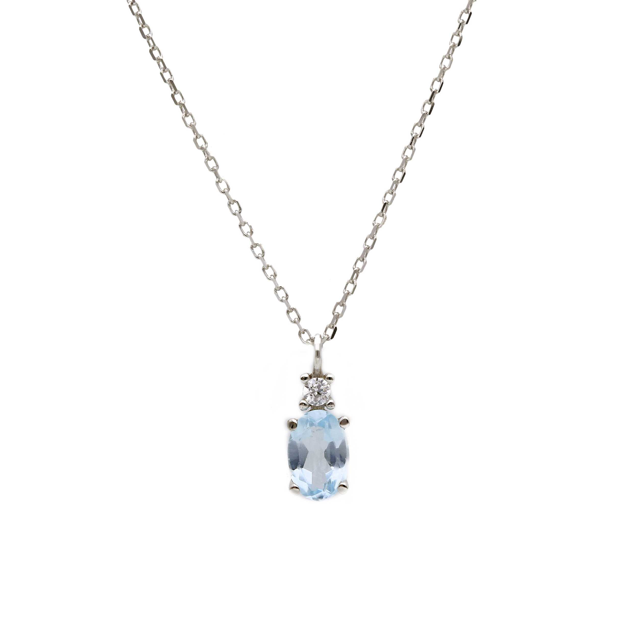 Λευκόχρυσο κολιέ με Συνθετικό Blue Topaz 9Κ (code S287579)
