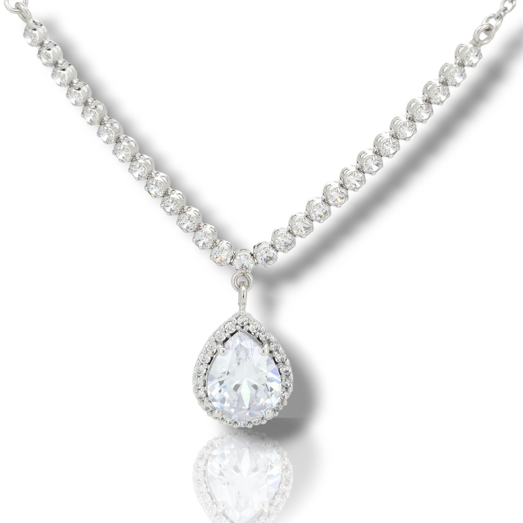 Girocollo in oro bianco k14 con zirconi cubici (code AL2819)