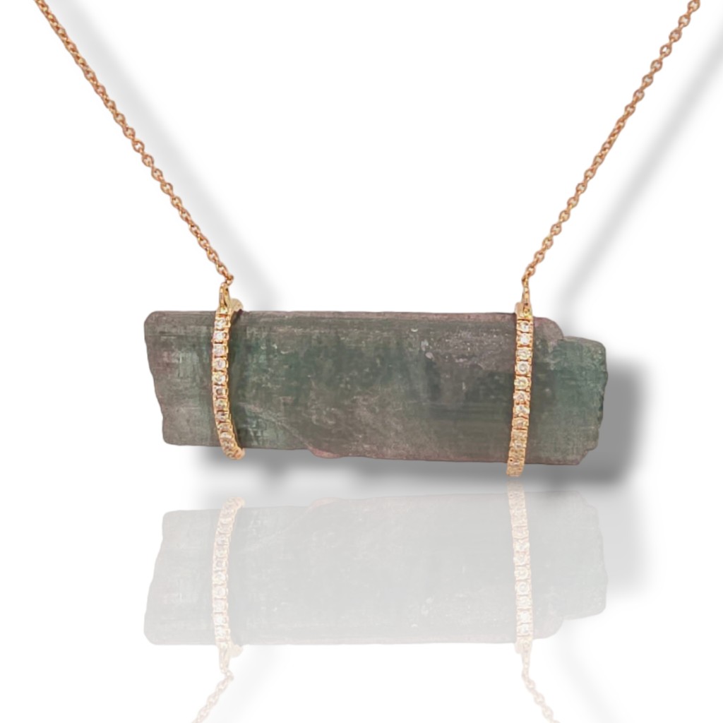 Girocollo in oro Rosa k18 con Turmalina e Diamanti (code M2454)