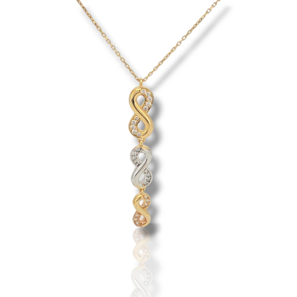 Girocollo infinito in oro giallo e bianco  k14 (code M2848)