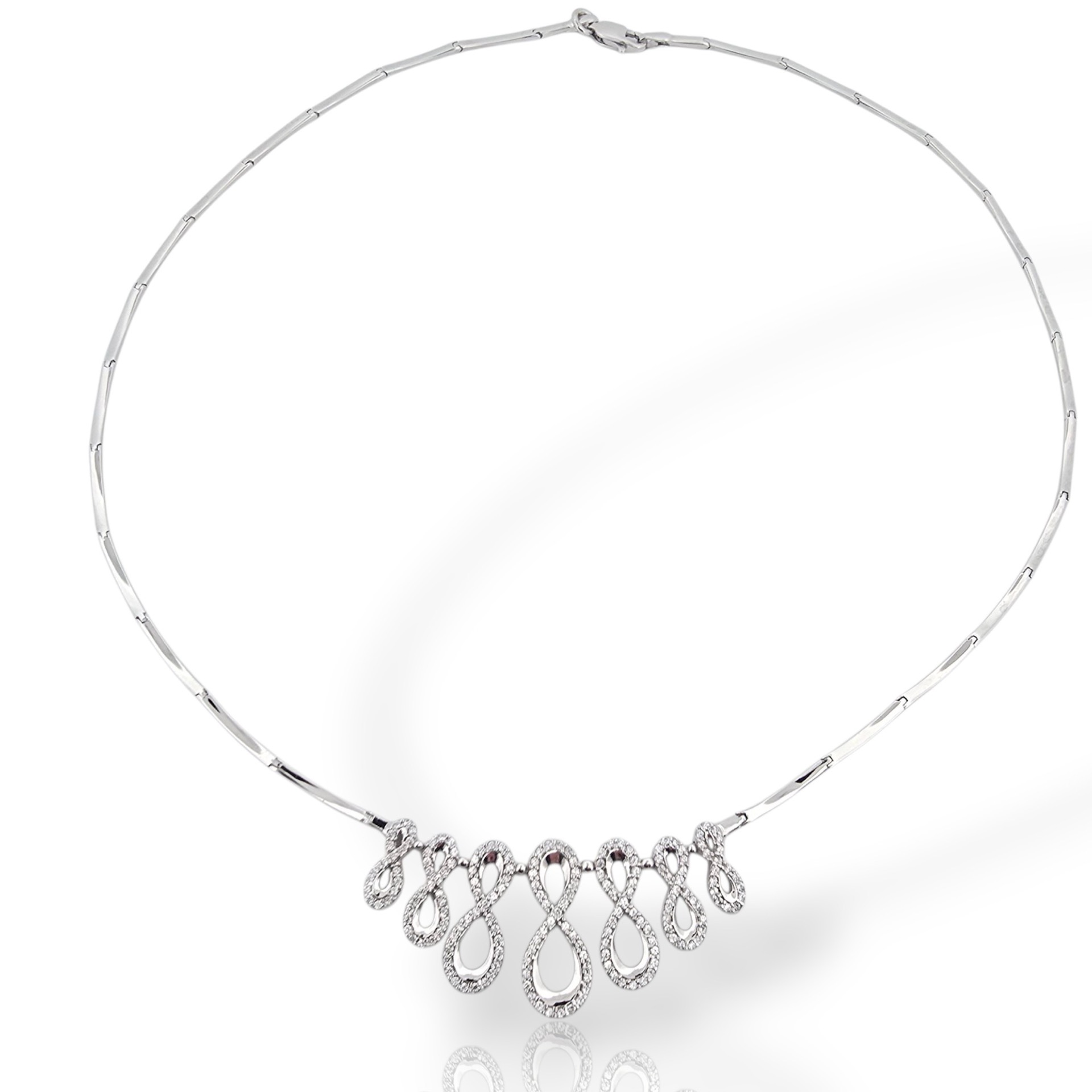 White gold necklace k14 with white zircon (code Μ8303)