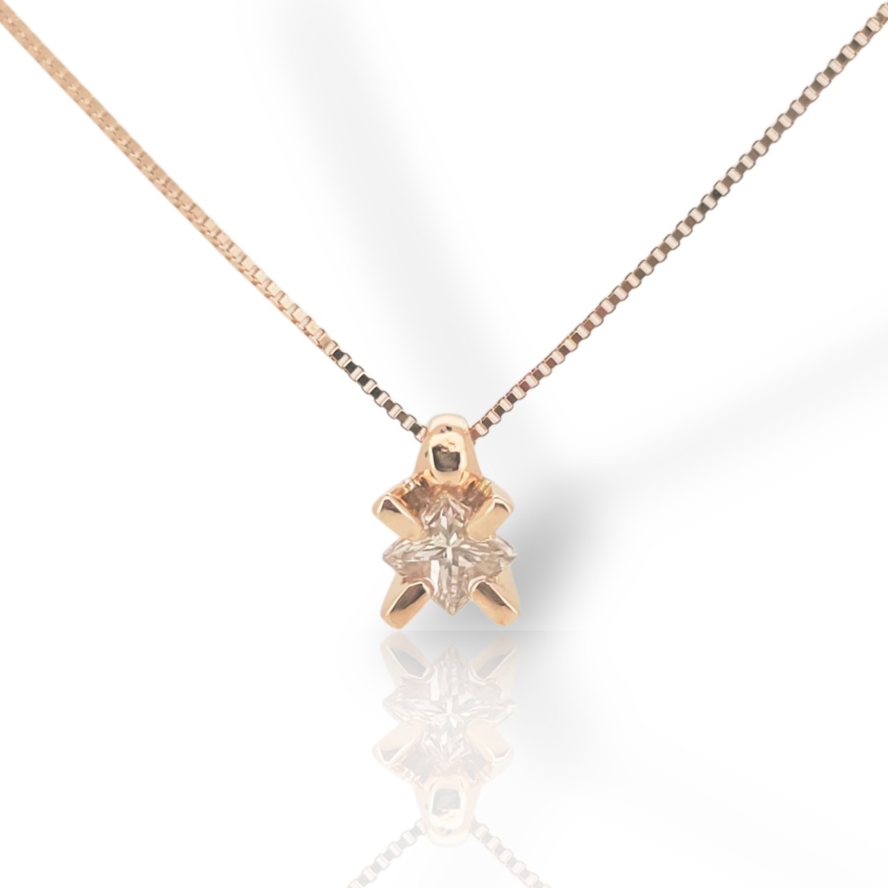 Μονόπετρο μενταγιόν απο ροζ χρυσό κ18 με διαμάντι (code T008245)