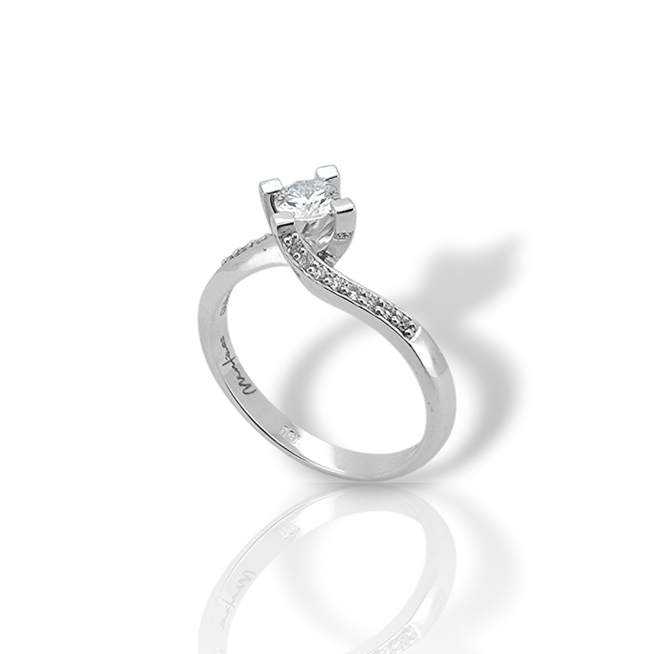 ΄Luna΄ Δαχτυλίδι μονόπετρο απο λευκόχρυσο Κ18 με διαμάντι (code T008218)