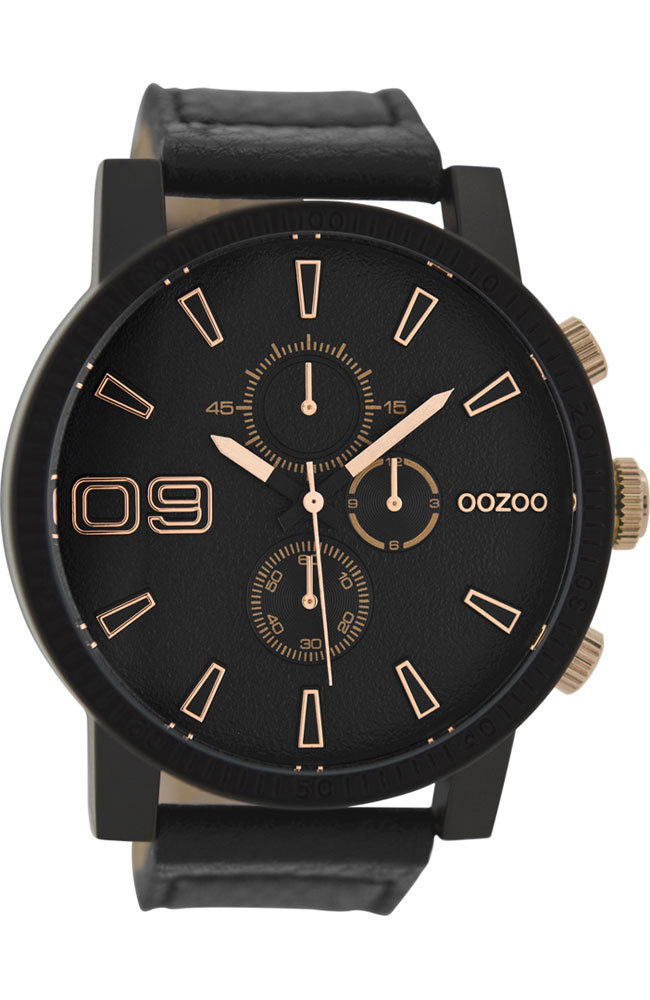 OOZOO Timepieces C9034 Black Leather Strap