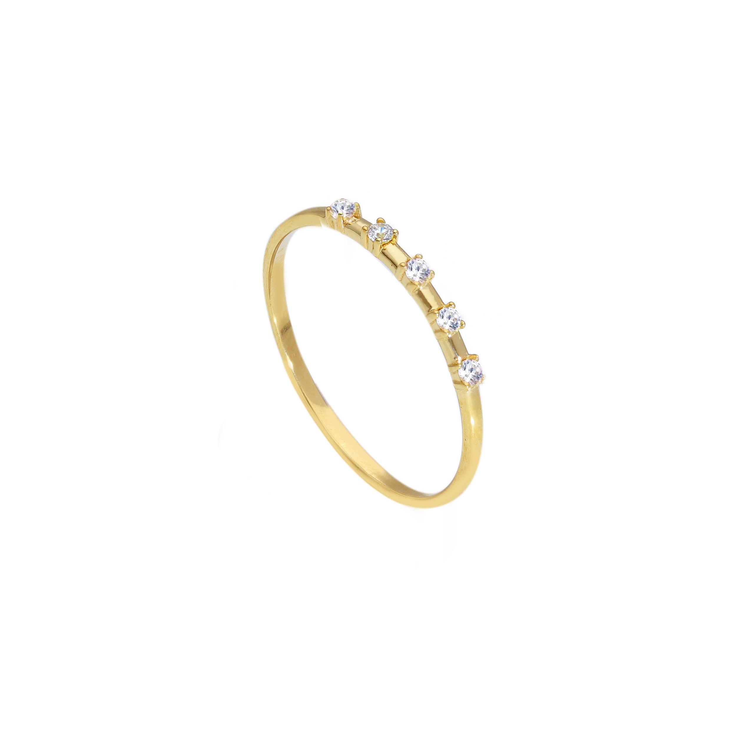 RING - NARROW BAND k9 gold ring with white zirkons (S258417)