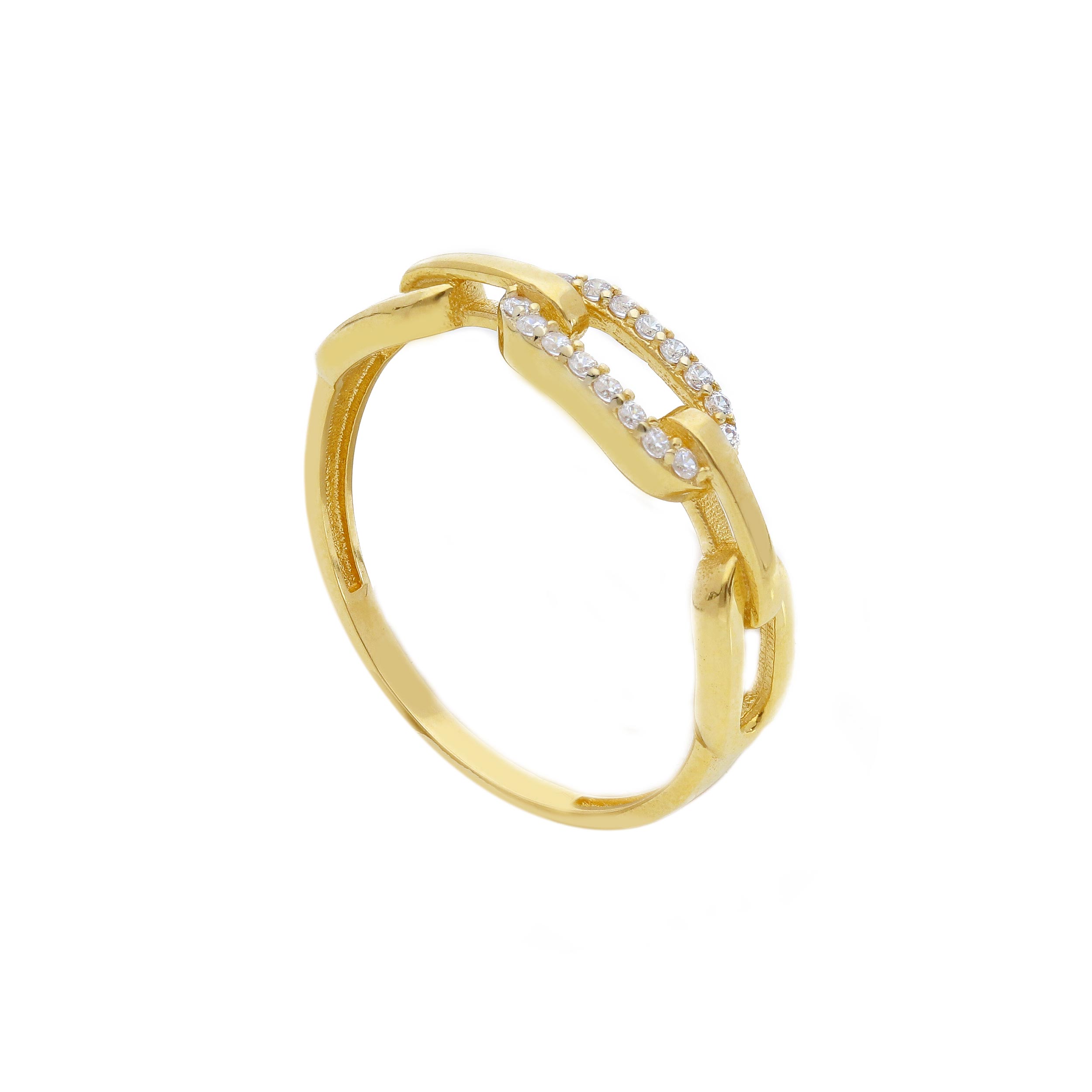 RING - NARROW BAND k9 gold ring with white zirkons (code S279833)