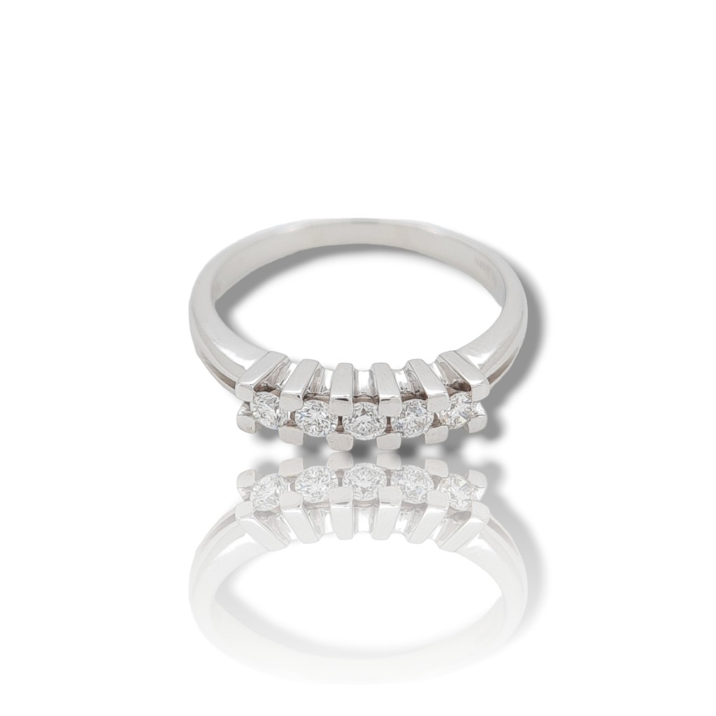 Veretta in Oro Bianco κ18 con 5 diamanti (code T2205)