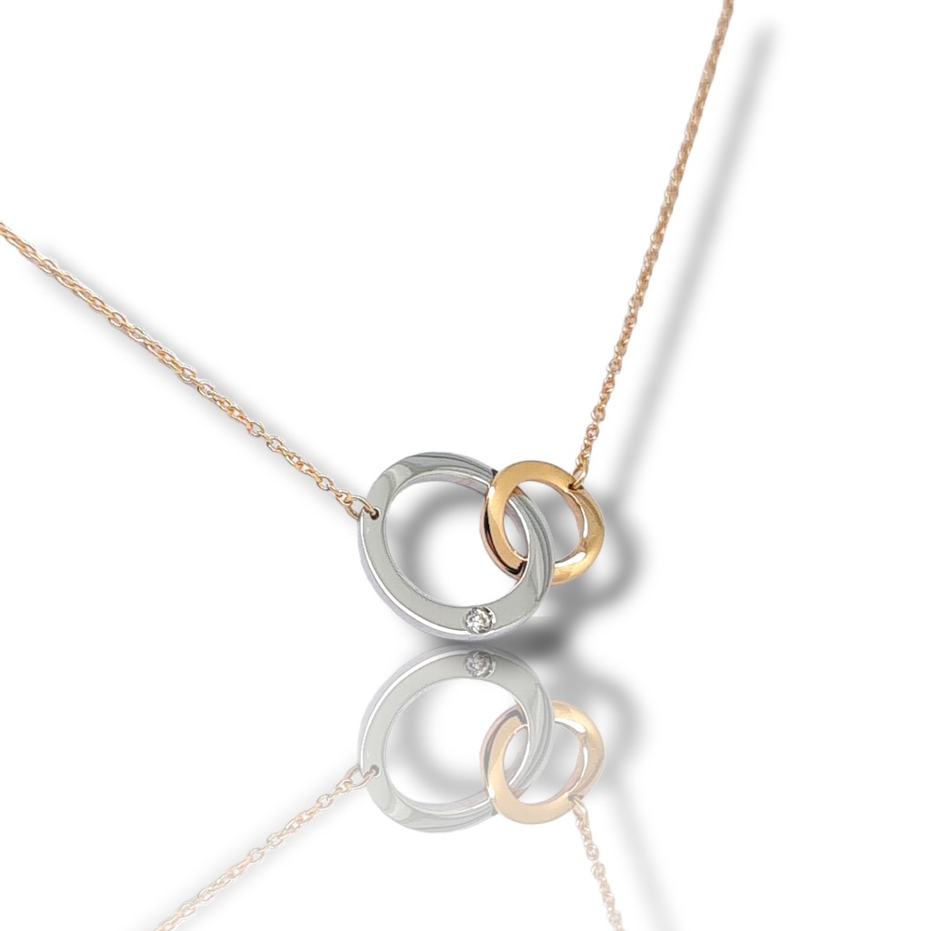 Girocollo in oro Bianco e oro Rosa k18 con diamante (code S257126)