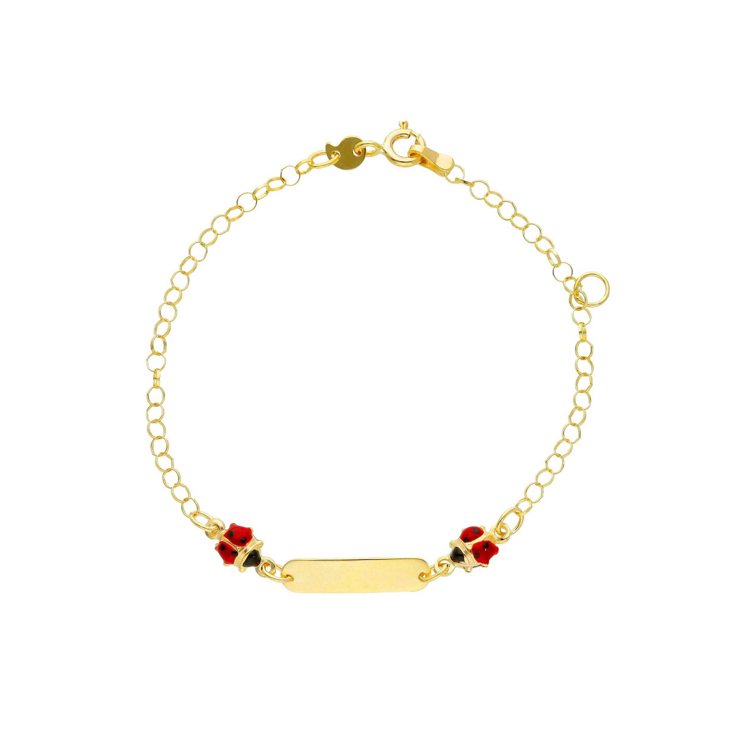 Bracciale -Targa e Coccinelle in oro giallo k9  (code  S163349)