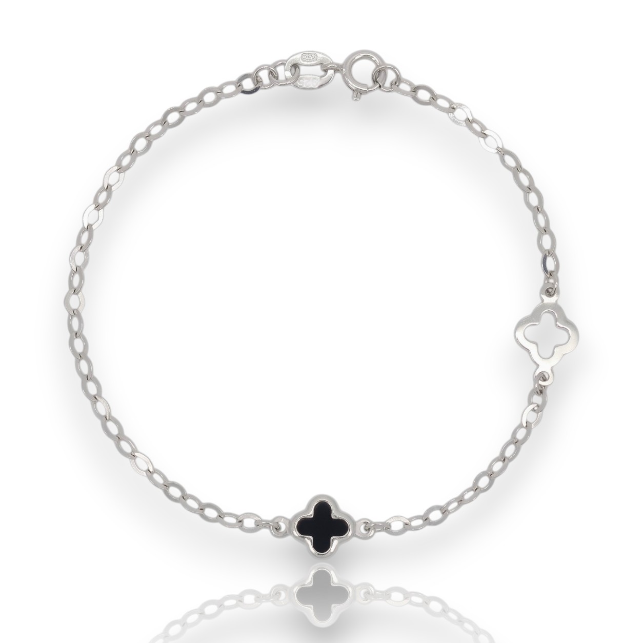 Bracciale in oro bianco k9 con 2 Croci (code AL2156)