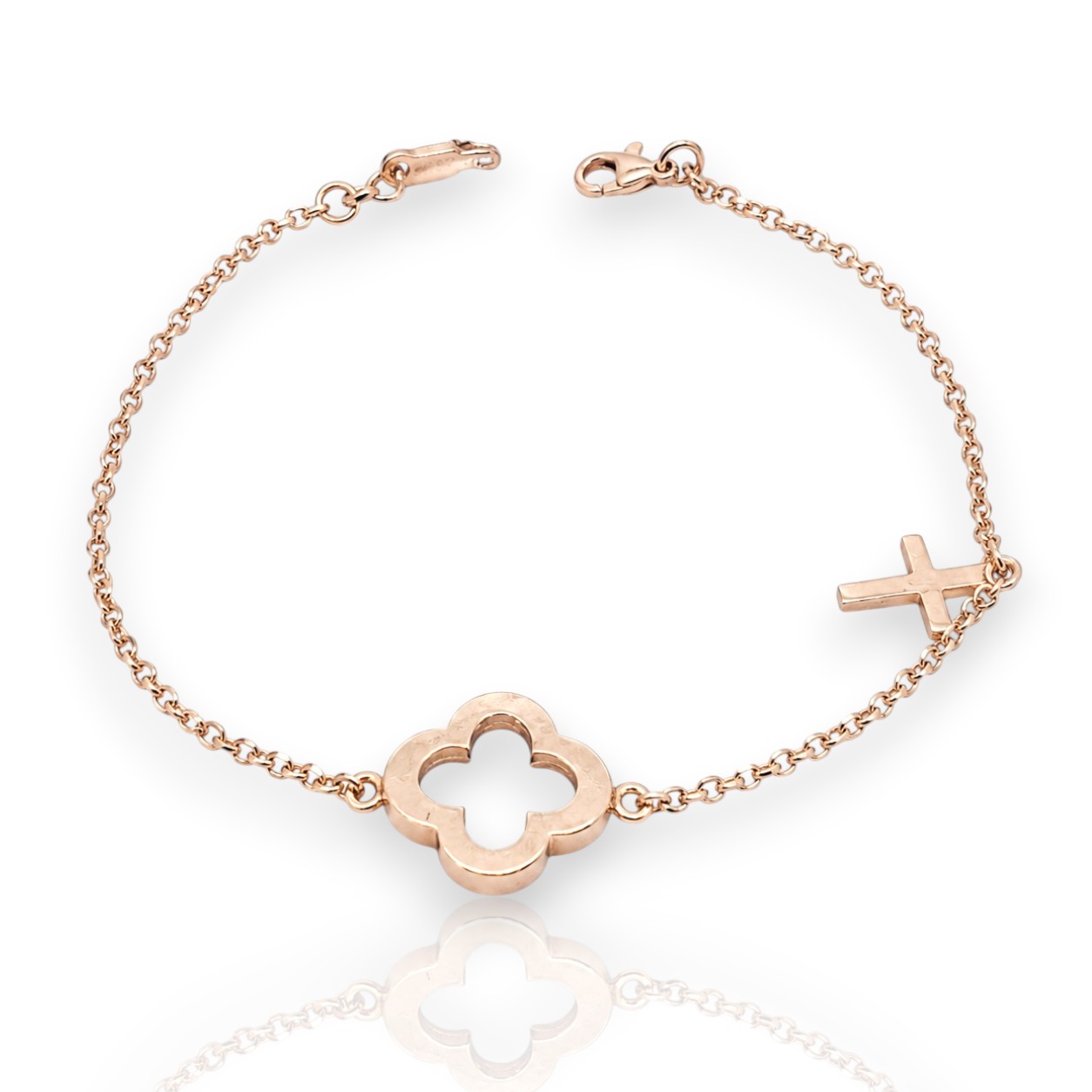 Bracciale in oro rosa con croce (code AL2173)