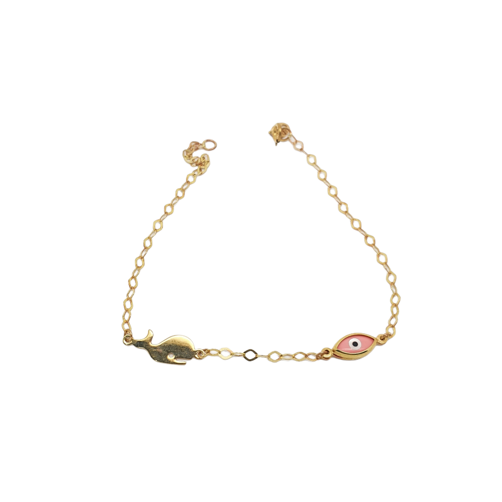 Bracciale in oro k9 con occhio Greco (code AL2059)