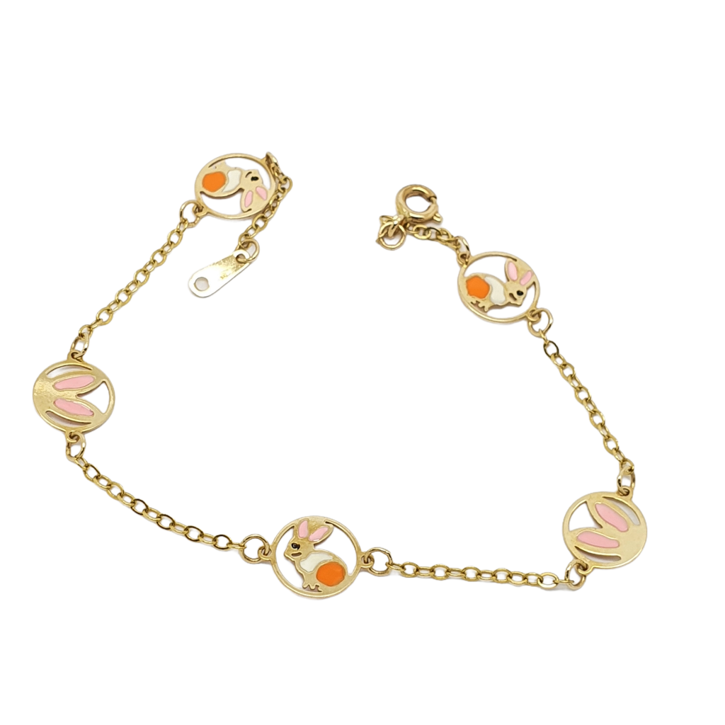Golden bunnies bracelet k14 (code AL 2067)