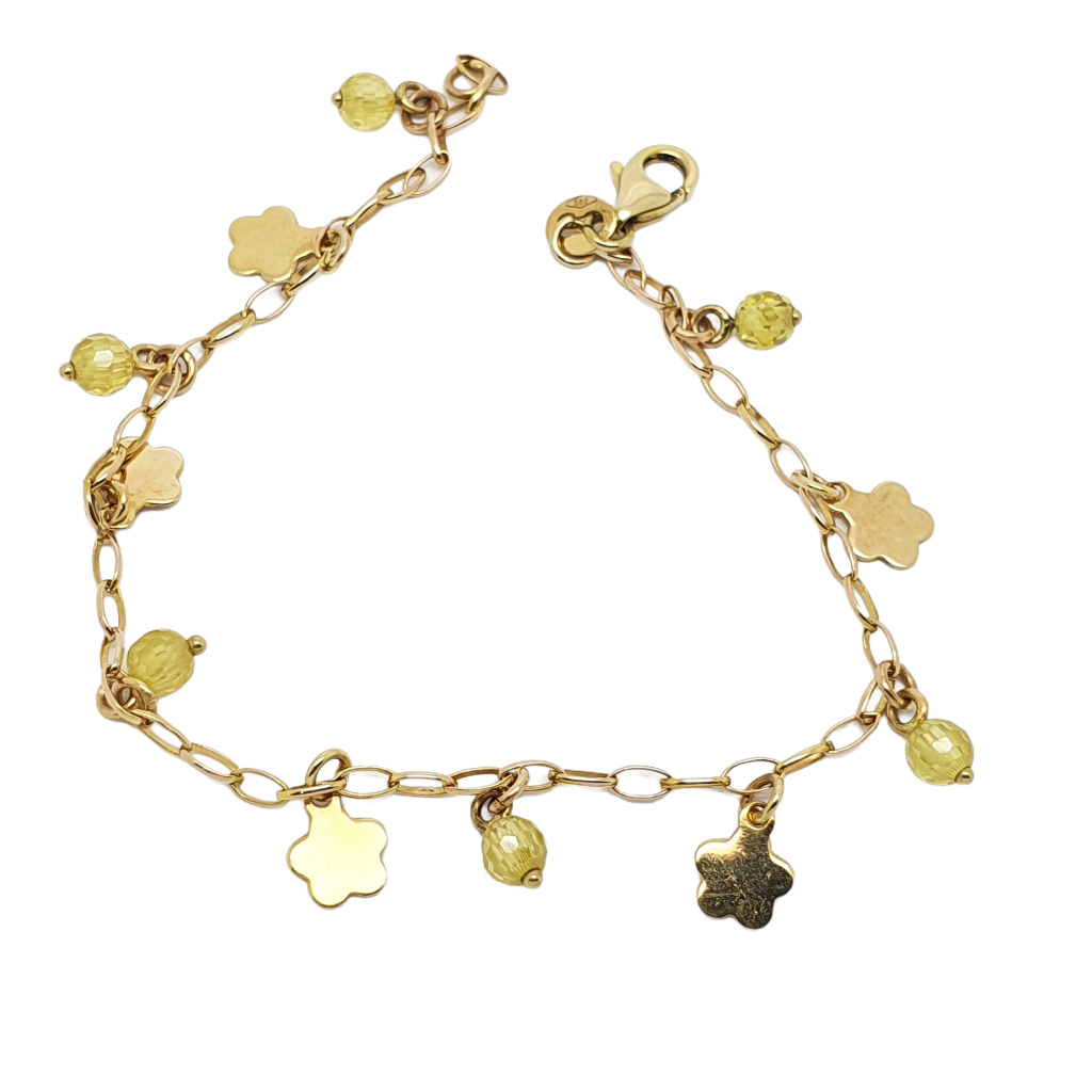 Golden bracelet k14 with synthetic stones (code AL2068)