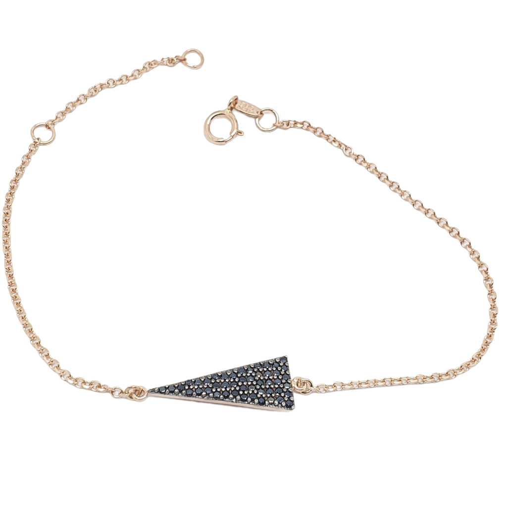 Bracciale in oro rosa k9 con zirconi cubici neri (code AL2169)