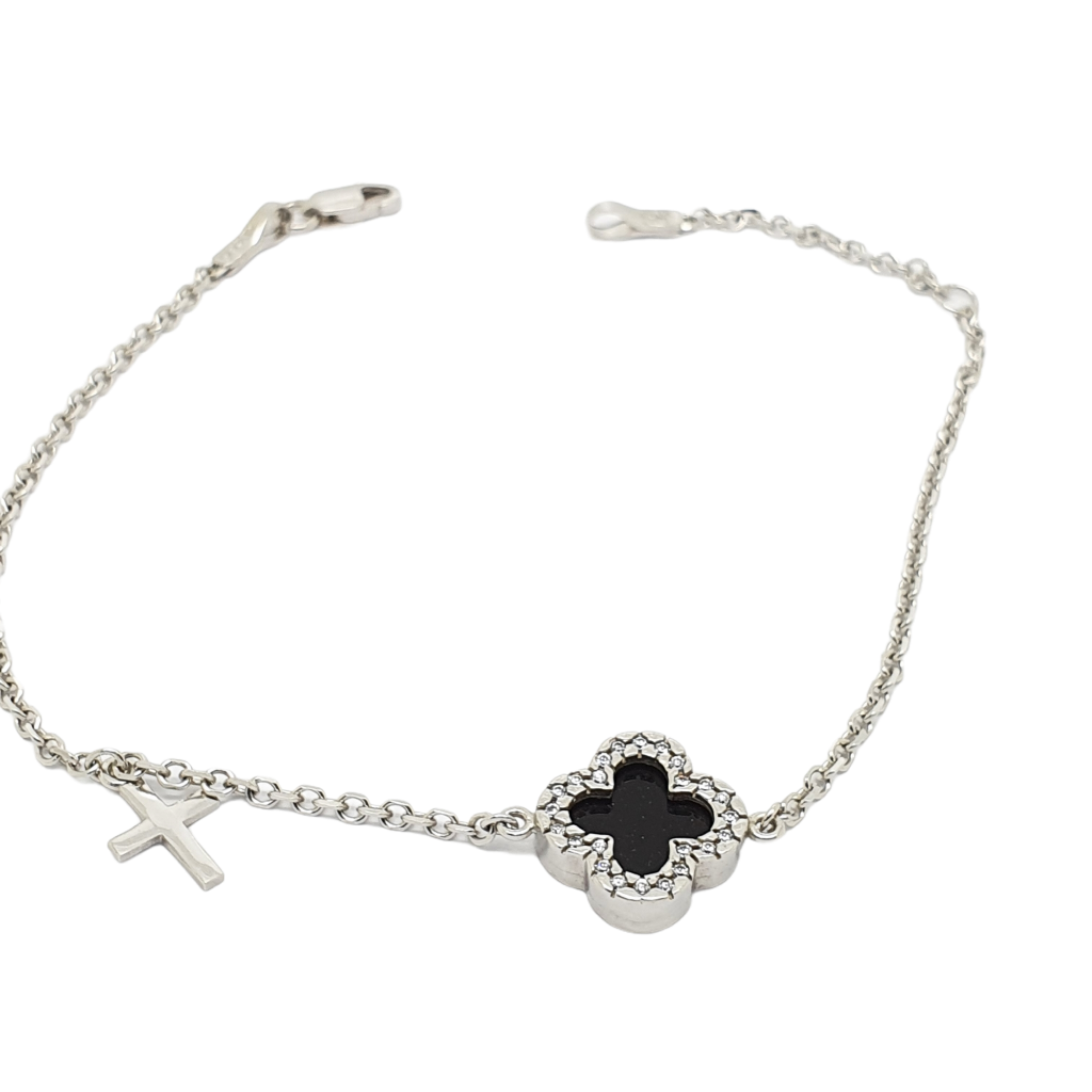 White gold bracelet with cross (code AL2043)
