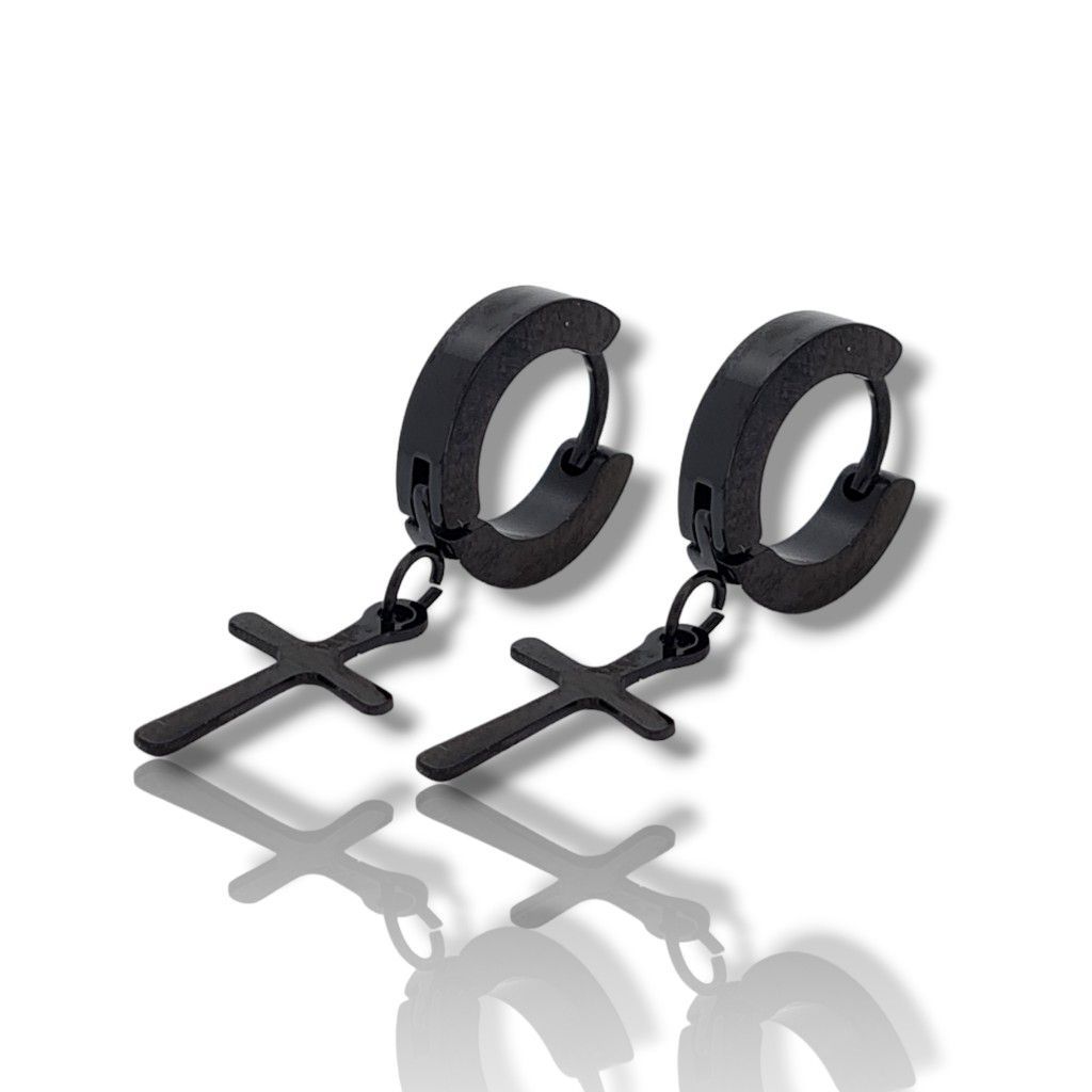 Stainless steel earrings with cross (code M2545B)