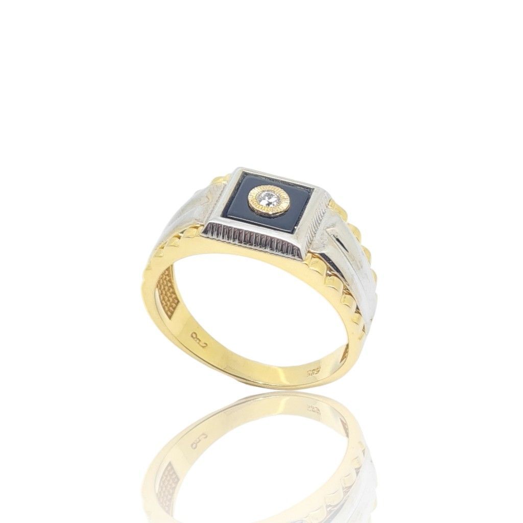 Golden ring k14 with onyx (N2316)