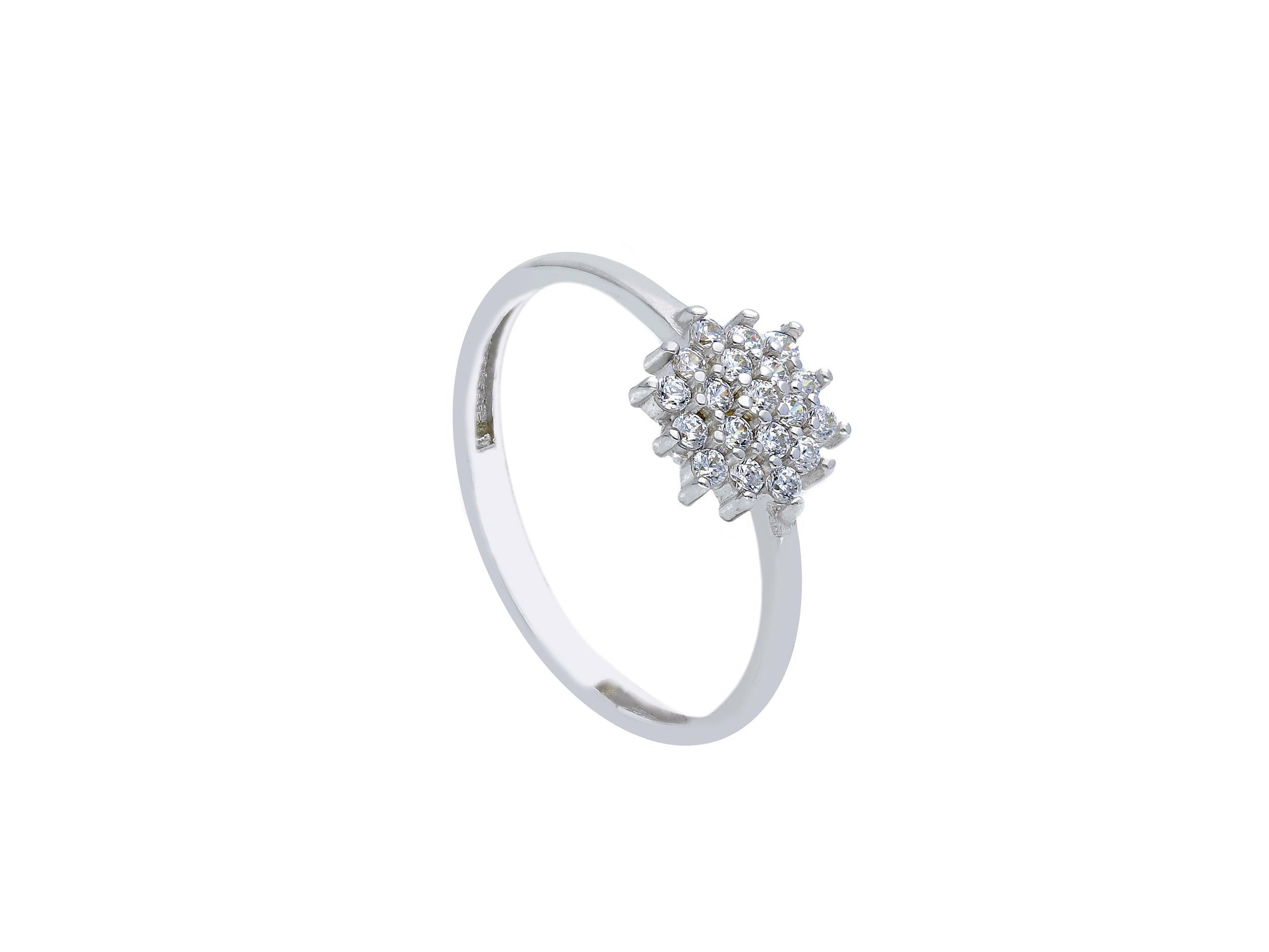 White gold ring k9 with zircons (code S214020)