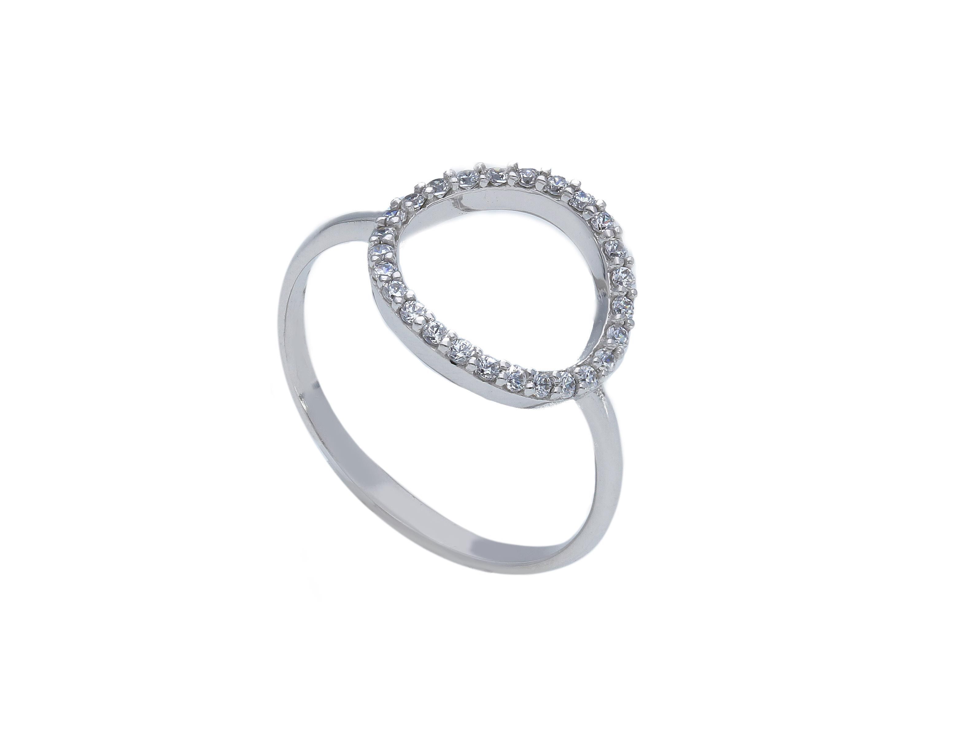 White gold ring k9 with zircons (code S261994)