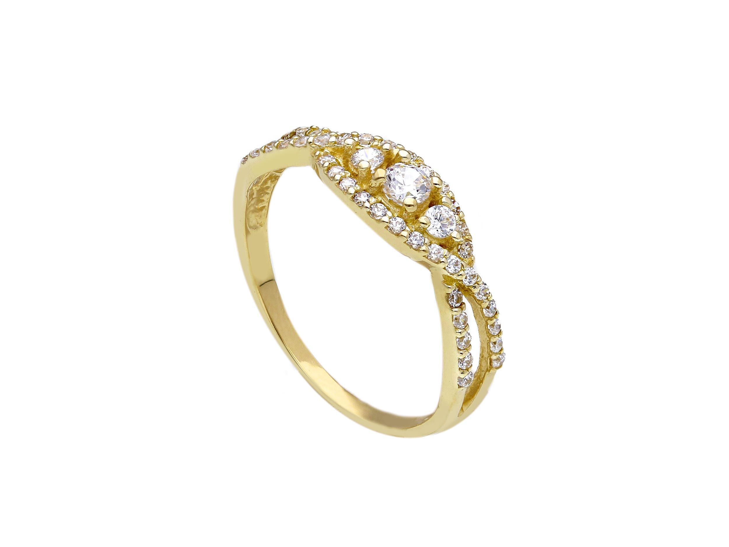 Yellow gold ring k14 with zircon stone (code S267379)