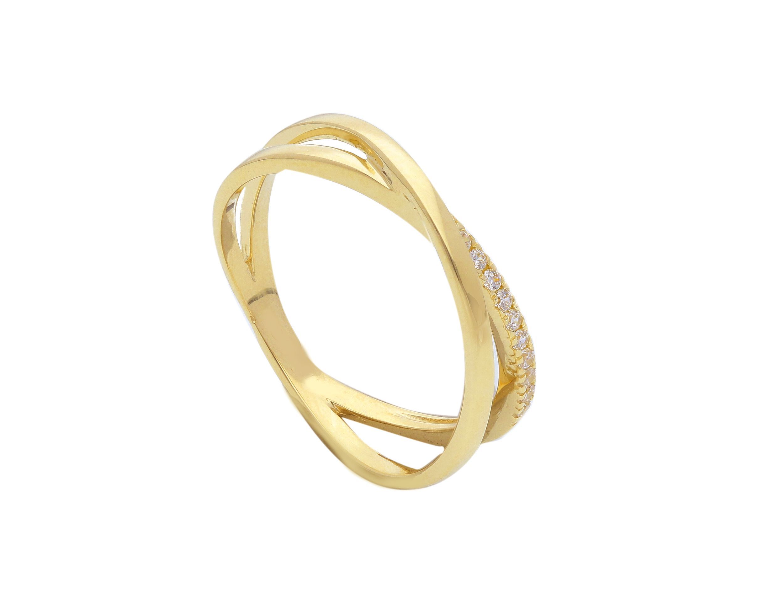 Yellow gold ring k14 with zircon stone (code S268792)