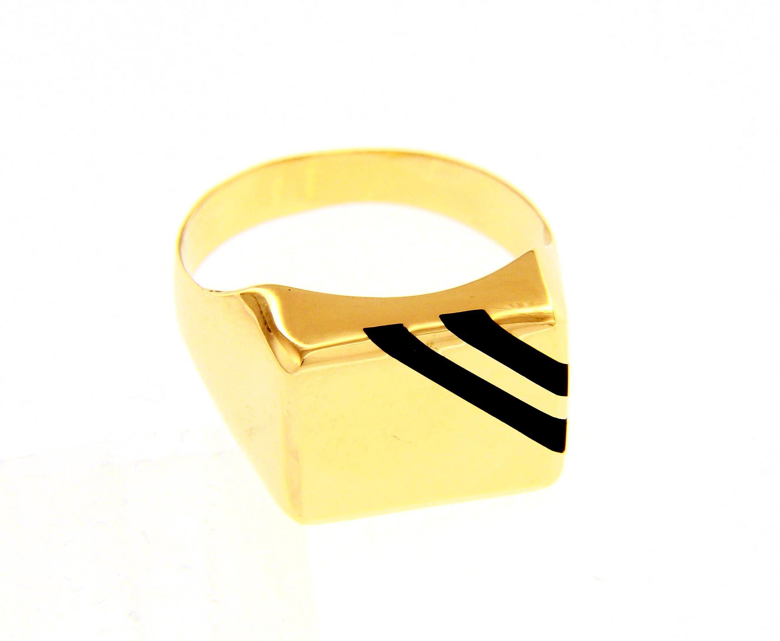 Golden ring k14 with onyx (code S233907)