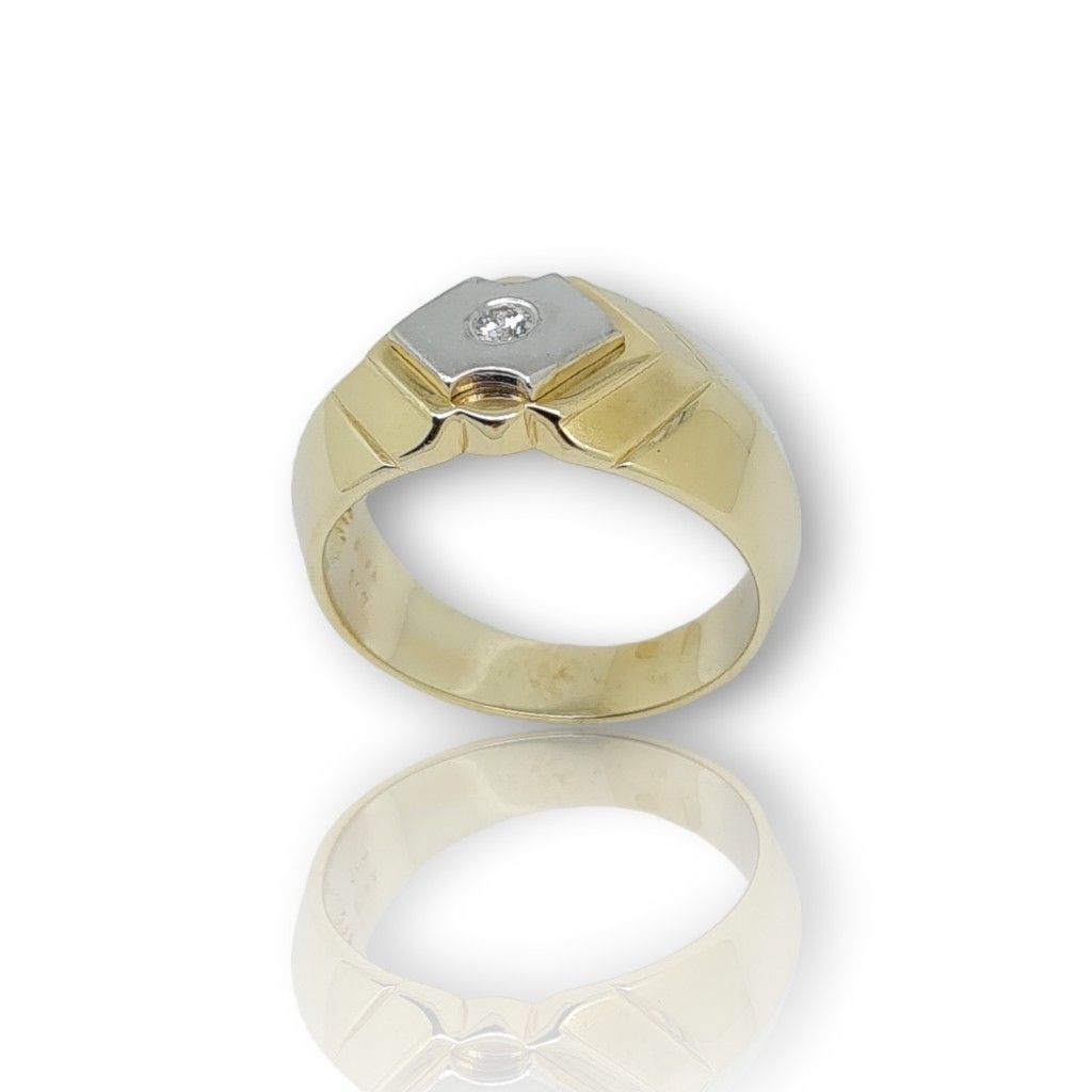 Yellow & White gold k14 ring with white zircons (code M2520)