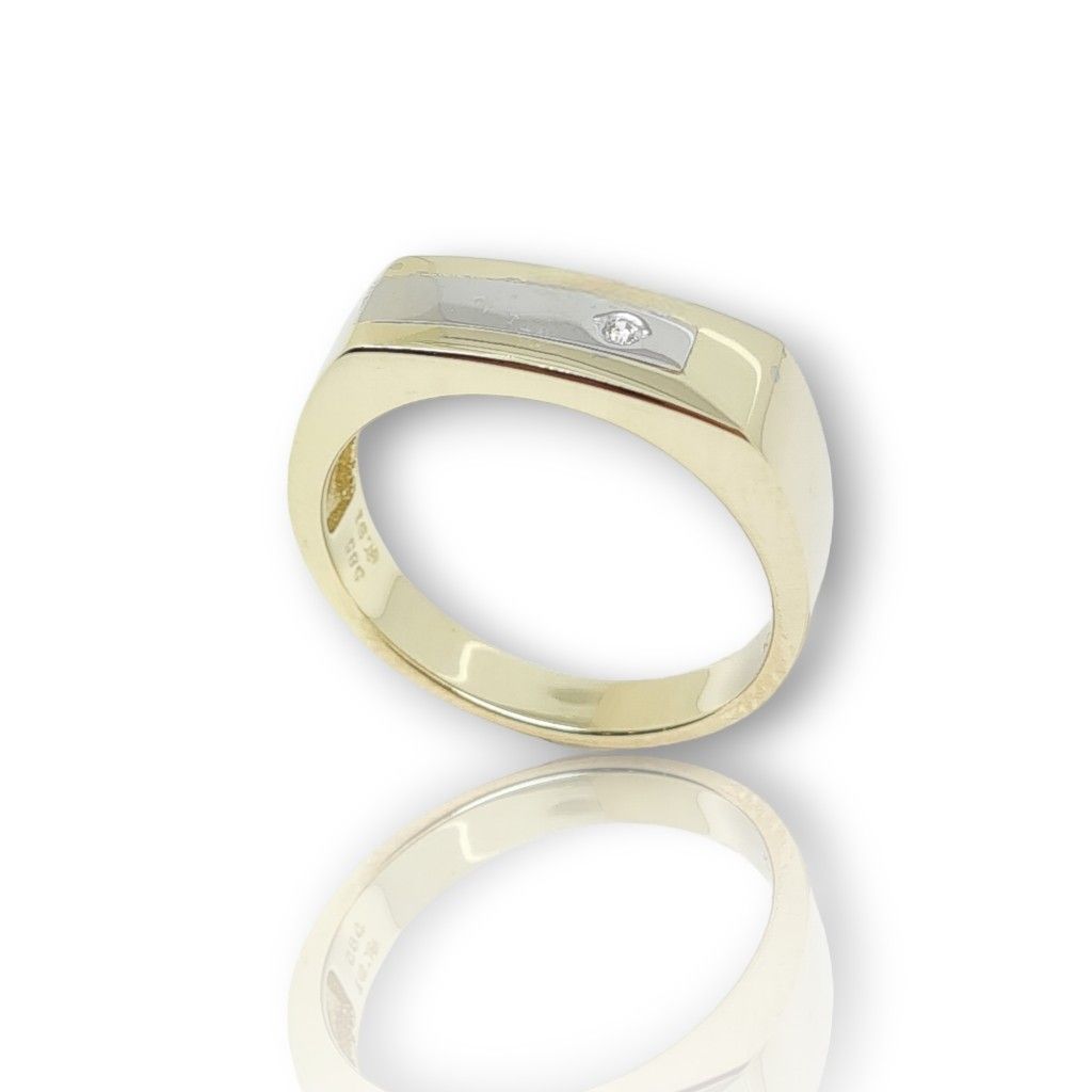 Yellow & White gold k14 ring with white zircons (code M2522)