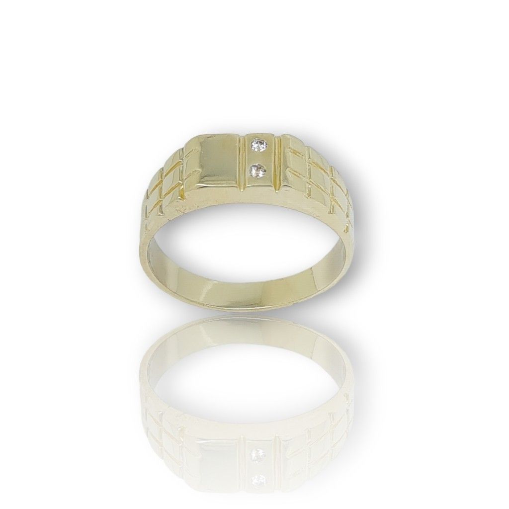 Yellow gold k14 ring with white zircons (code M2523)