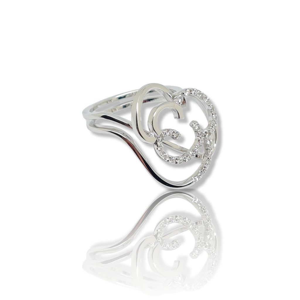 White gold ring k18 with diamonds (code M2456)