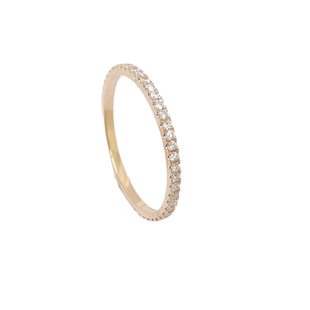 Pink gold eternity ring k18 with diamonds all over (code H2208)
