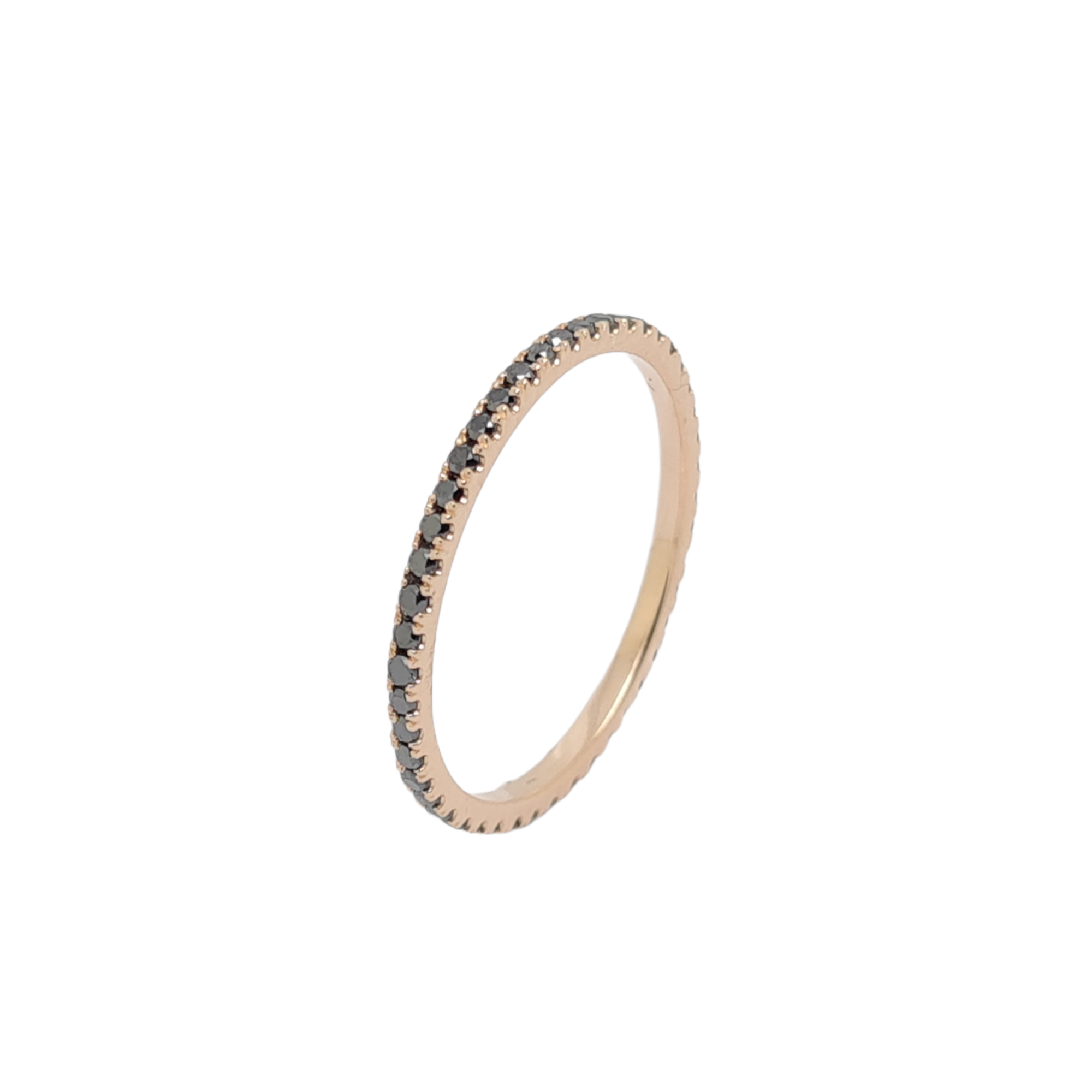Pink gold ring k18 with black diamonds all over (code H2218)
