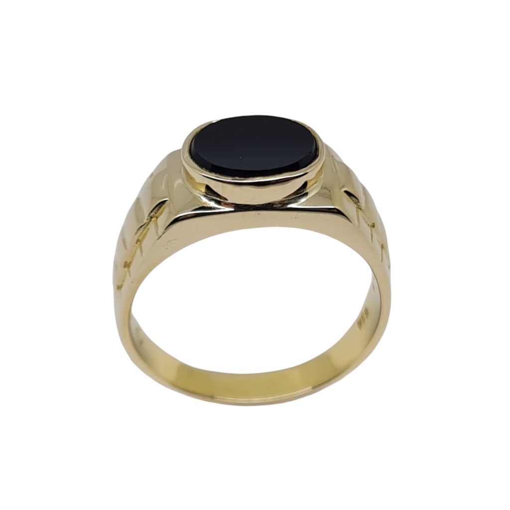 Golden ring k14 for men with onyx (H2268)