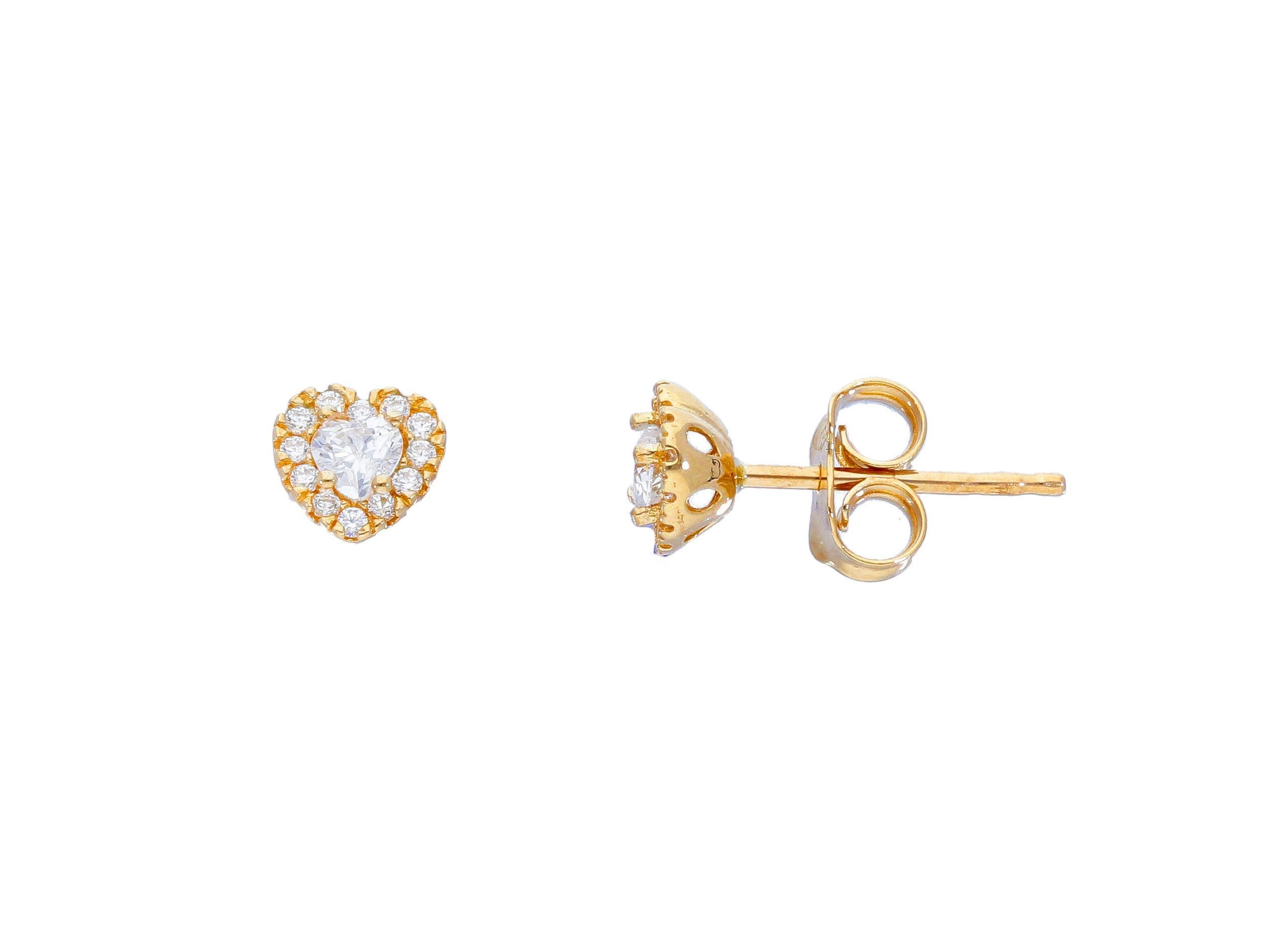 Golden earrings 14k with zircon (code S244028)