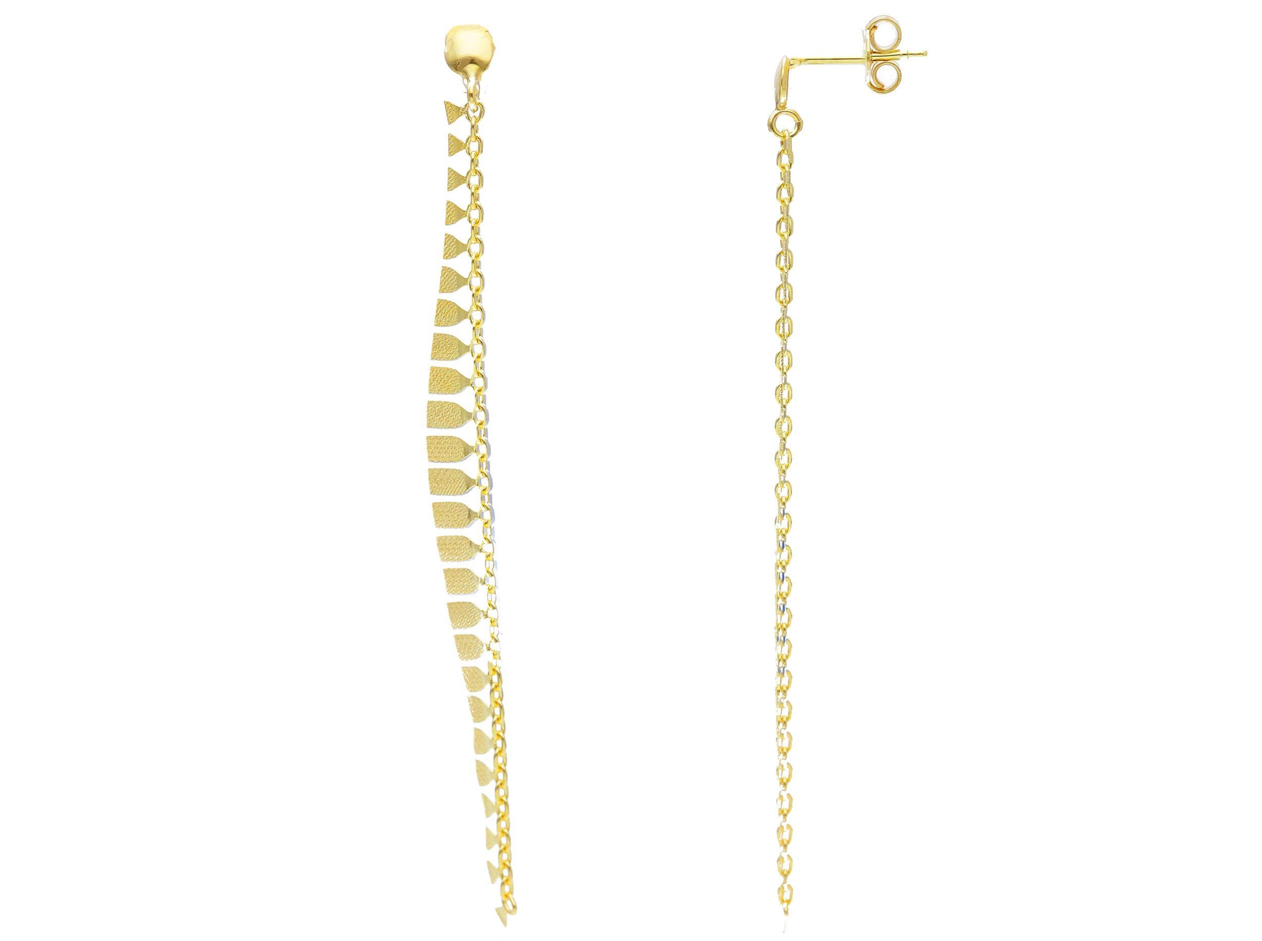Χρυσά σκουλαρίκια κ14 με ντεγκραντέ κινούμενα μοτιφάκια (code S246133)