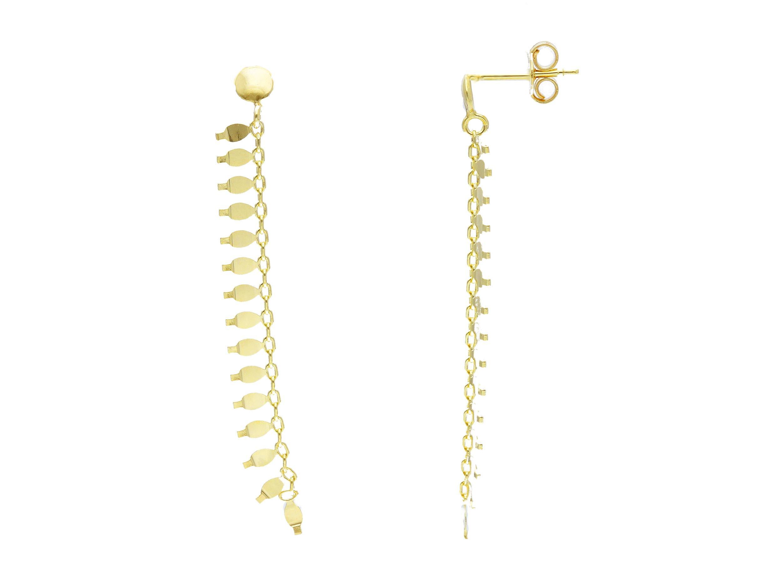 Χρυσά σκουλαρίκια κ14 με κινούμενα χρυσά μοτίφ (code S246135)