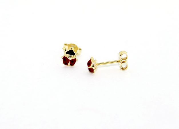 Yellow gold earrings ladybugs k14 (code S162706)