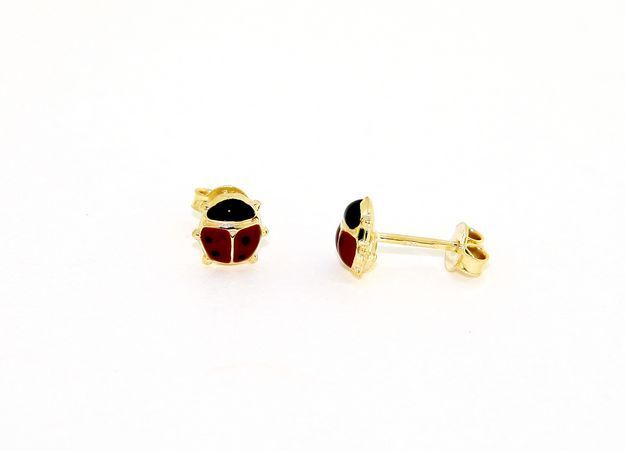 Yellow gold earrings ladybugs k14 (code S162707)