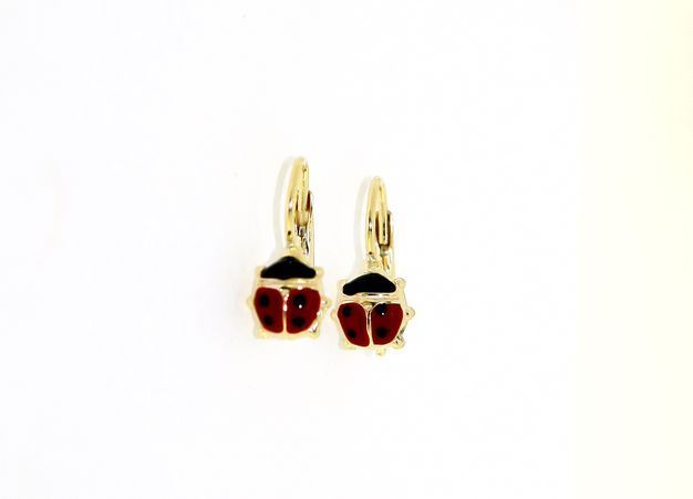 Yellow gold earrings ladybugs k14 (code S162708)