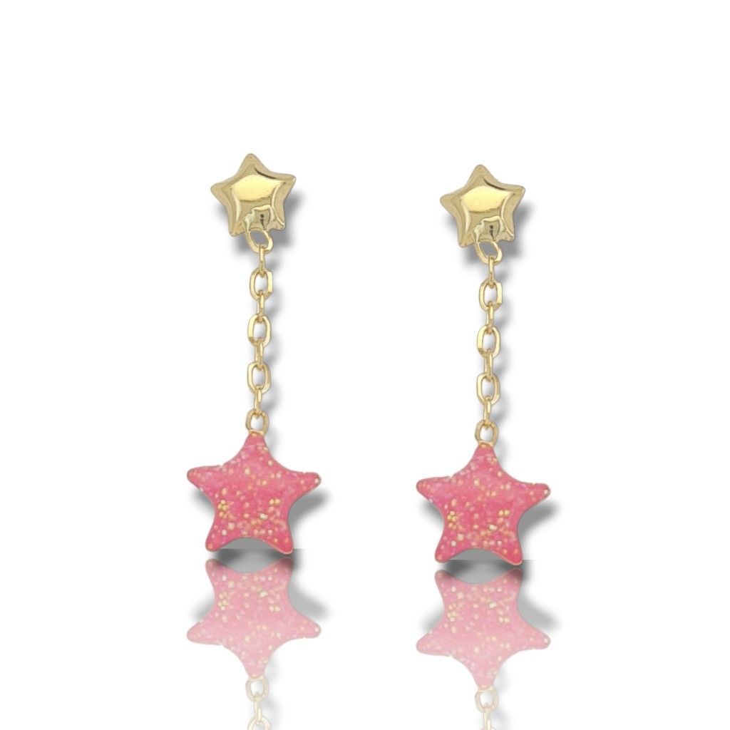 Yellow gold earrings Stars k14 (code S267535R)