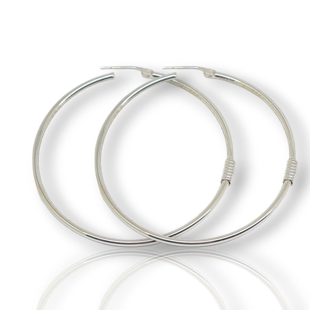White gold hoop earrings 14k   Ø 5cm 