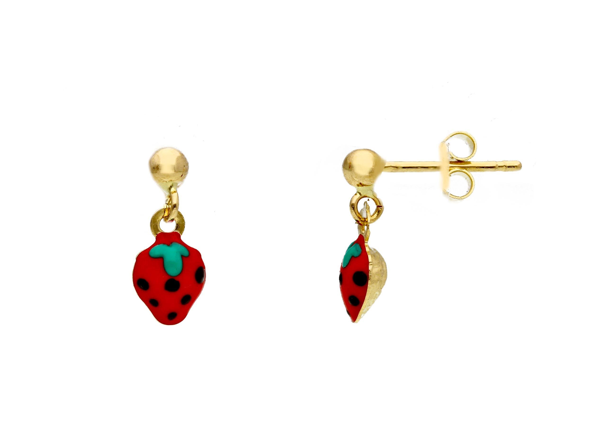 Yellow gold earrings strawberries k14 (code S267534)