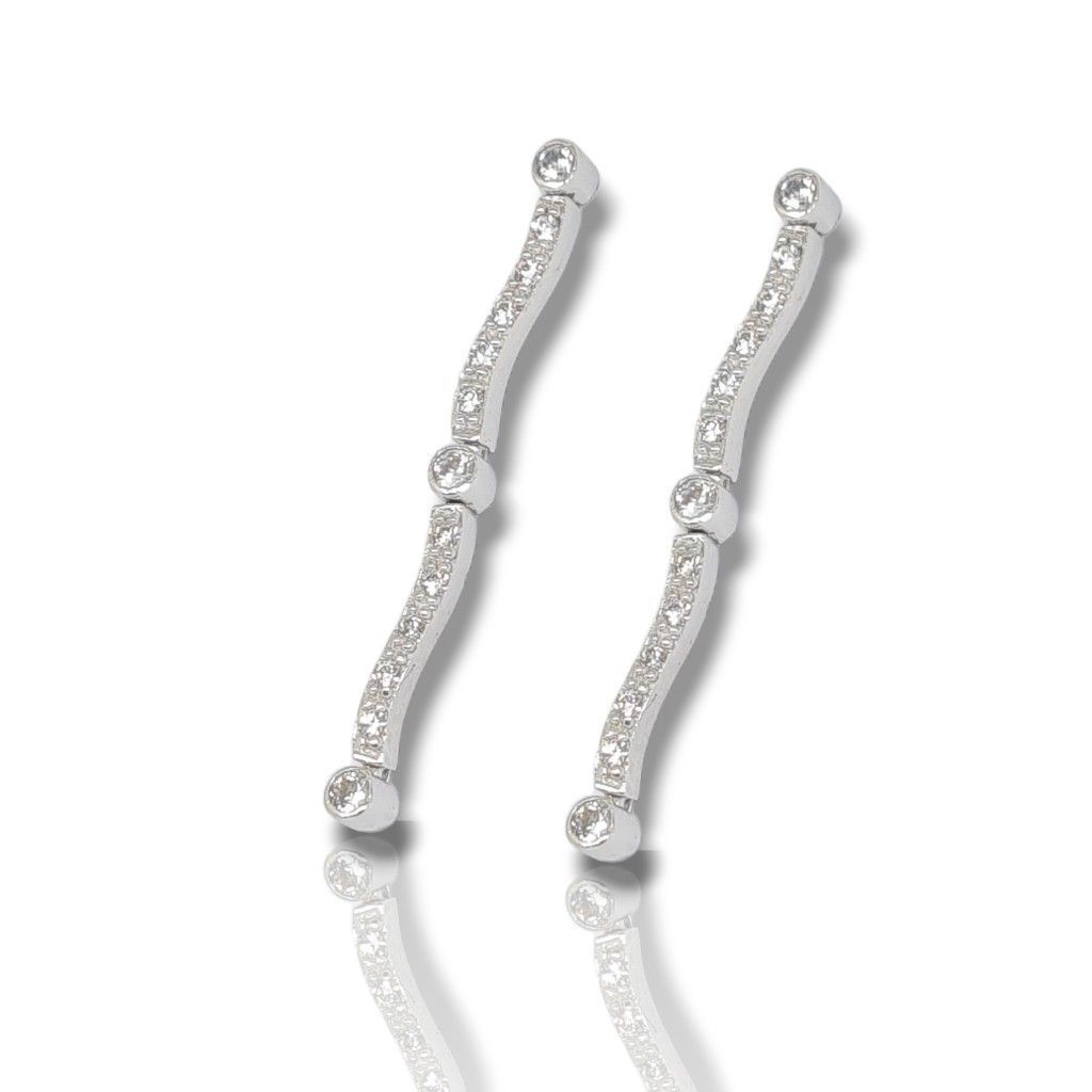Κρεμαστά σκουλαρίκια απο λευκόχρυσο κ14  (code M2528)