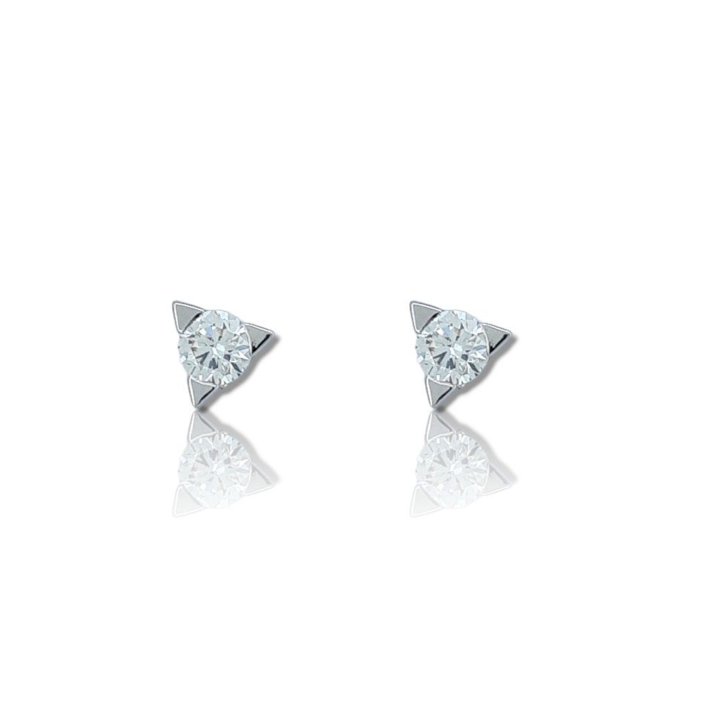 Σκουλαρίκια μονόπετρα απο λευκόχρυσο Κ18 με διαμάντια (code T2700)