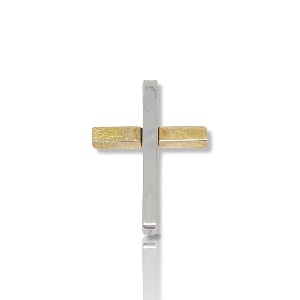 Croce in oro giallo opaco k14 e oro bianco  (code H1690)